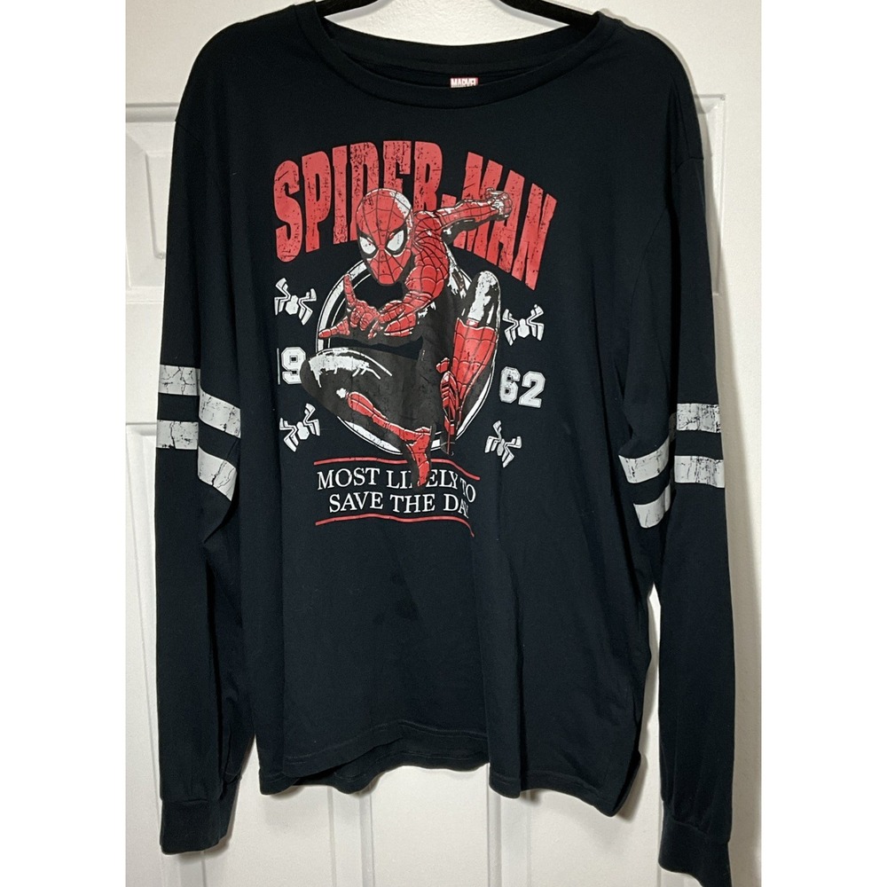 SPIDER-MAN MARVEL DISNEY Black, Long Sleeve, Graphic Shirt Men's XL